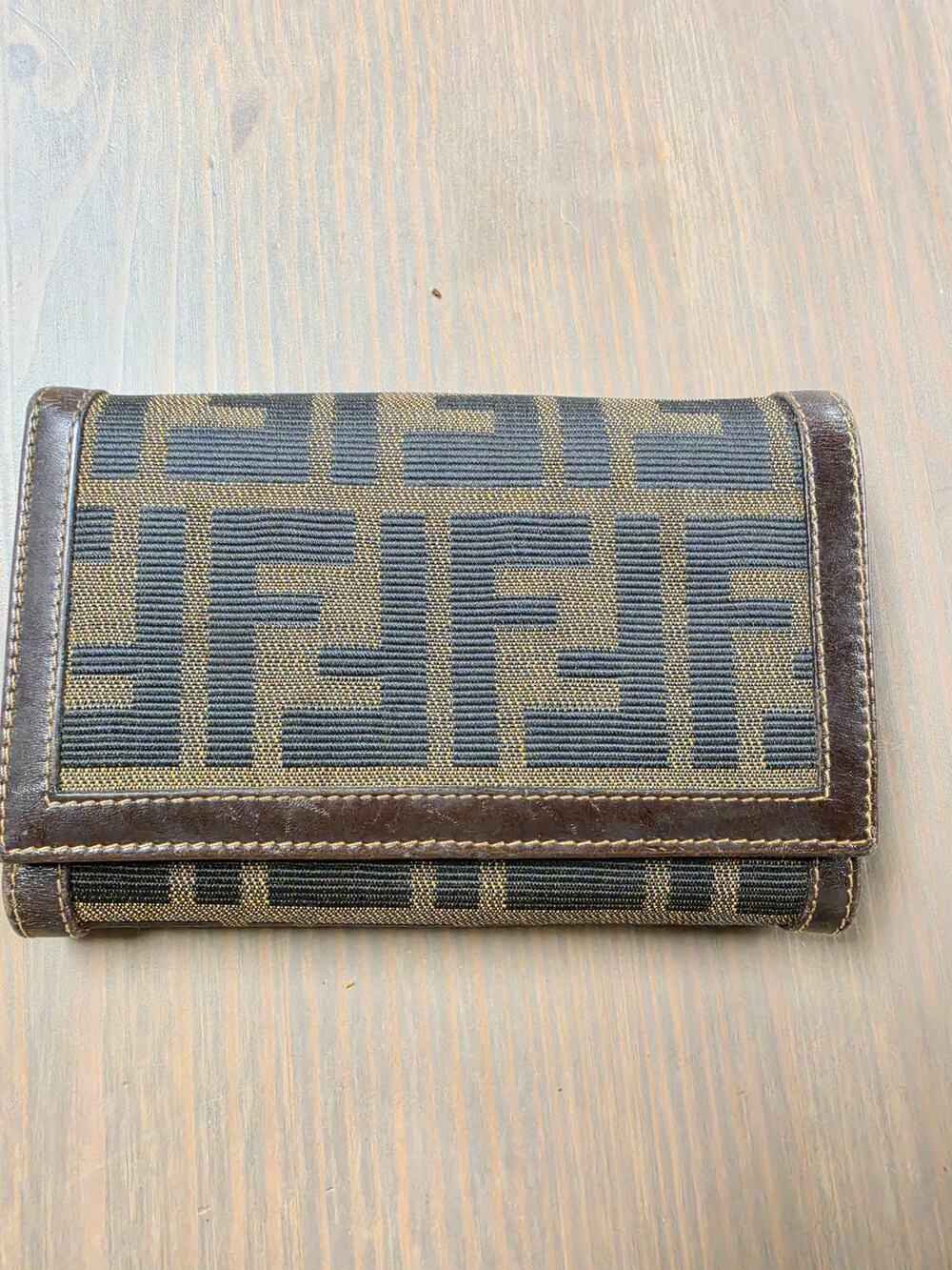 Authentic Fendi Zucca FF Monogram Trifold Wallet Vintage Brown